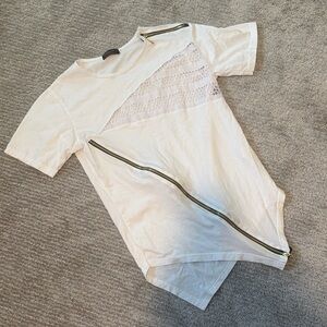 White Asymmetrical Zipper Top